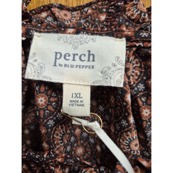 Bohemian Printed Long Sleeve Blouse Womens Plus Size 1X - Picture 4 of 5